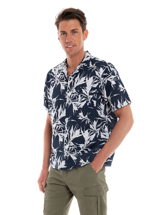 Jack & Jones Men's Shirt Short Sleeve Floral Navy Blazer