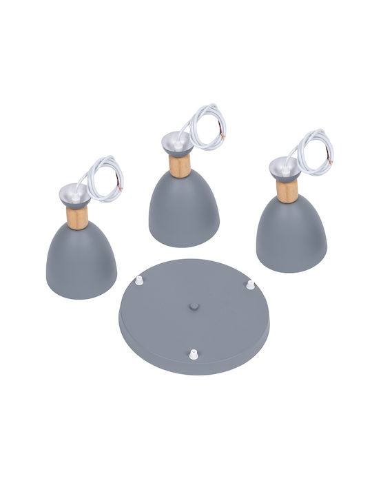 GloboStar Ava Hängelampe Gray Glocke mit Fassung E27 35x35x130cm.