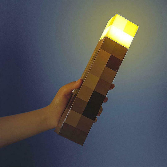 Led Παιδικό Διακοσμητικό Φωτιστικό Minecraft Καφέ 6x6x28εκ.