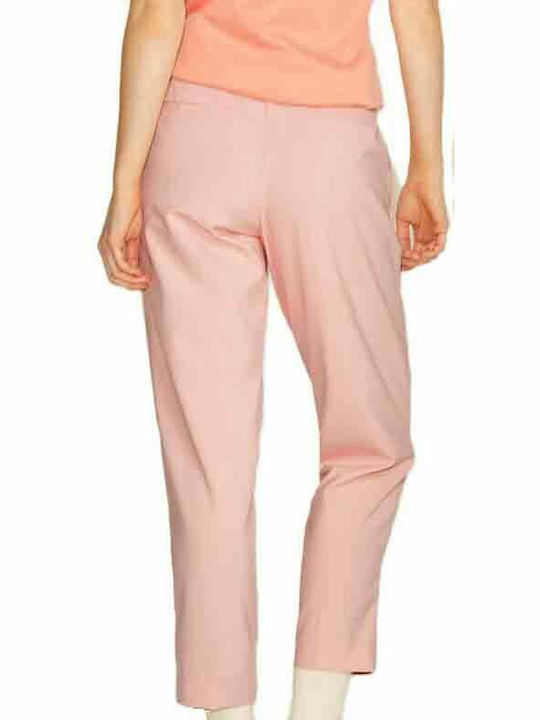 Women's High-waisted Fabric Trousers Regular Fit Coral