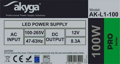 Τροφοδοτικό LED Στεγανό IP67 Ισχύος 100W με Τάση Εξόδου 12V Akyga