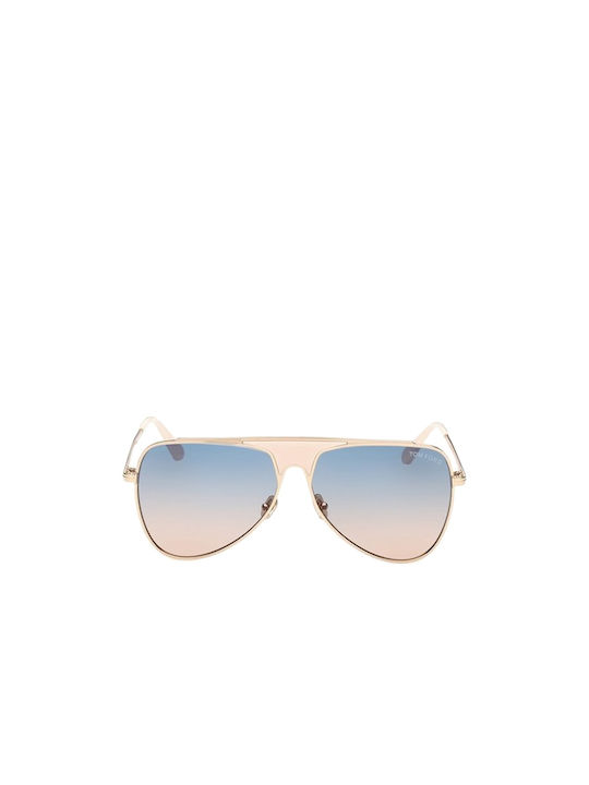 Tom Ford Ethan Sunglasses with Gold Metal Frame and Blue Gradient Lens FT0935 28W