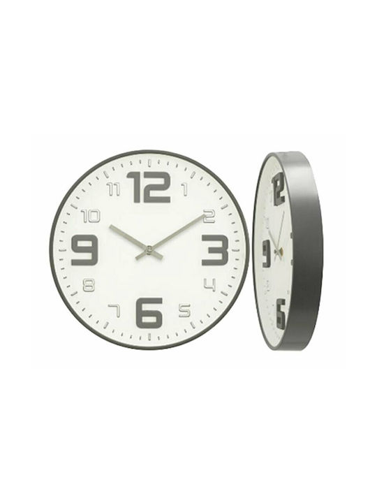 Homeplus Wall Clock Plastic Silver Ø30cm