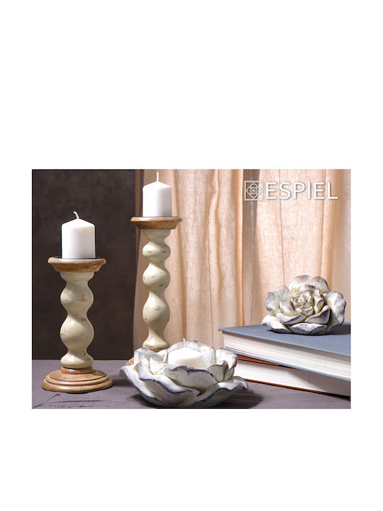 Espiel Candle Holder Wooden Cream 30cm 1pcs