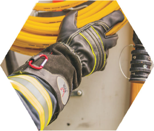 Flame Control Αδιάβροχα Γάντια Εργασίας Πυροσβεστικά Μαύρα Δερμάτινα Πυρίμαχα