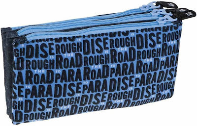 Busquets Fabric Pencil Case Route 66 with 2 Compartments Blue