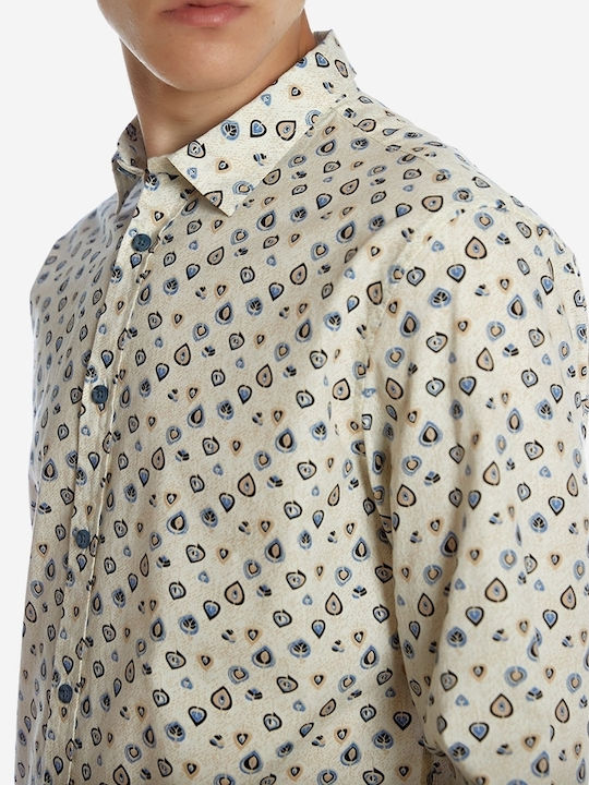Long Sleeve Cotton Shirt in Regular Fit Beige