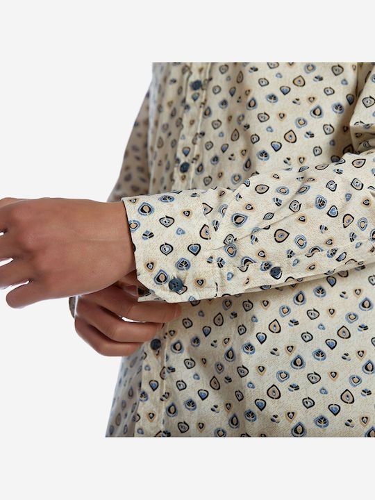 Long Sleeve Cotton Shirt in Regular Fit Beige