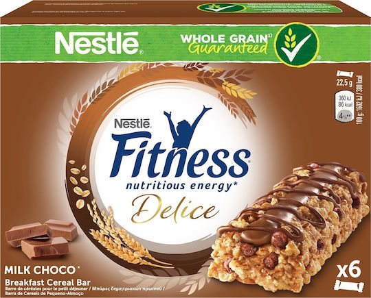 Nestle Fitness Delice Μπάρα Δημητριακών με Σοκολάτα Γάλακτος (6x22.5gr) 135gr