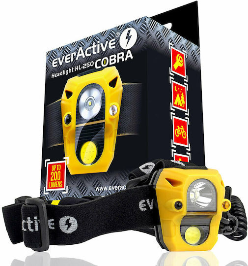 everActive Φακός Κεφαλής LED IPX4 με Μέγιστη Φωτεινότητα 200lm Cobra HL-250