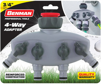 Benman 77178 Wasserspender für Wasserhahn 3/4" & 1" mit 4 Auslässen mit Schalter