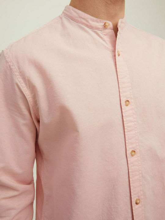 Langärmlig Leinen Hemd Rosa