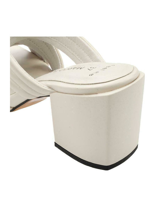 Mules with Chunky High Heel OffWhite