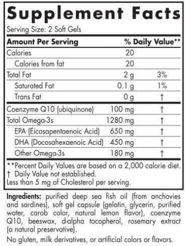 Nordic Naturals Ultimate Omega 1280mg & CoQ10 100mg Ulei de pește 60 softgels