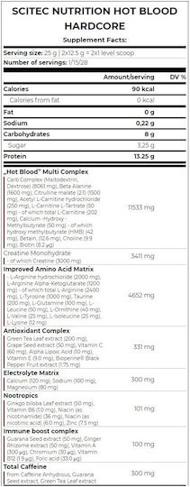 Scitec Nutrition Hot Blood Hardcore Pre Workout Supplement 375g Pink Lemonade