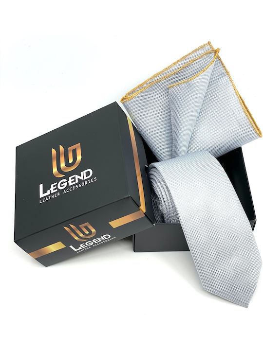 Legend Accessories Men's Tie Set Synthetic Monochrome In Gray Colour