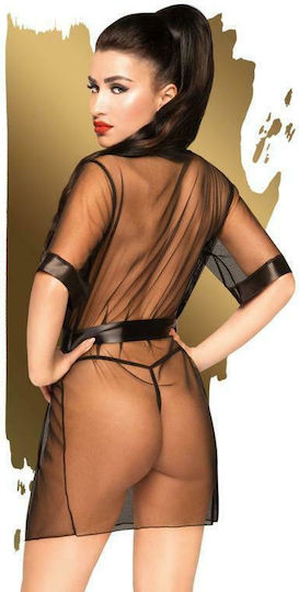 Penthouse Midnight Mirage Peignoir Sexy Ρόμπα Black