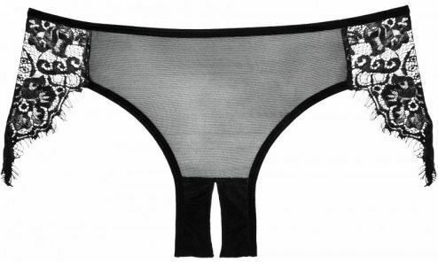 Allure Lingerie Crotchless Lavish & Lace Panty Женски Секси Слип с отворена пикантност Black