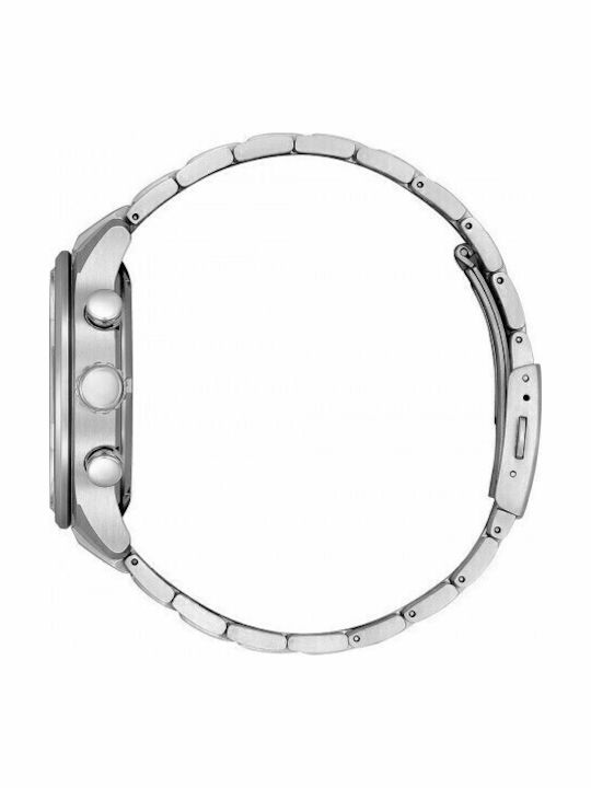 Citizen Ανδρικό Ρολόι 44mm Χρονογράφος Eco - Drive με Ασημί Μεταλλικό Μπρασελέ