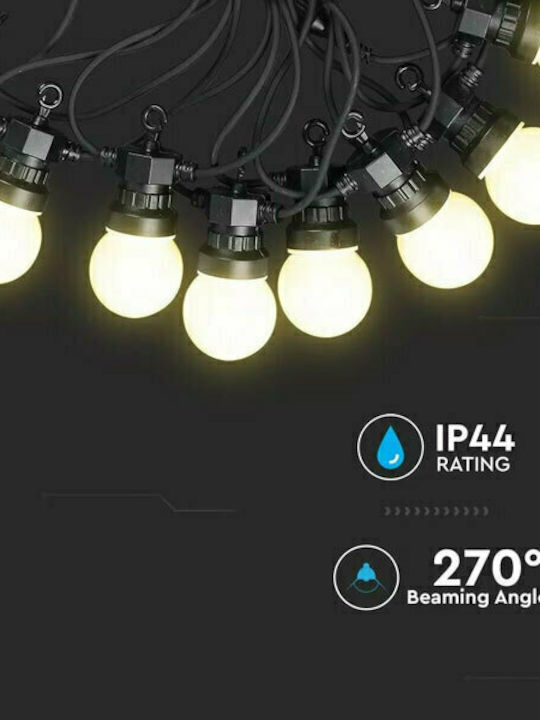 V-TAC Στεγανή Γιρλάντα Φωτισμού LED IP44 10m με 20 Λάμπες Ψυχρό Λευκό
