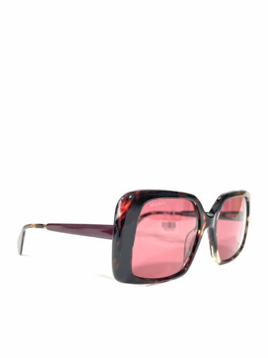 Max & Co Women's Sunglasses with Brown Tartaruga Plastic Frame and Red Lens MO0031 55S