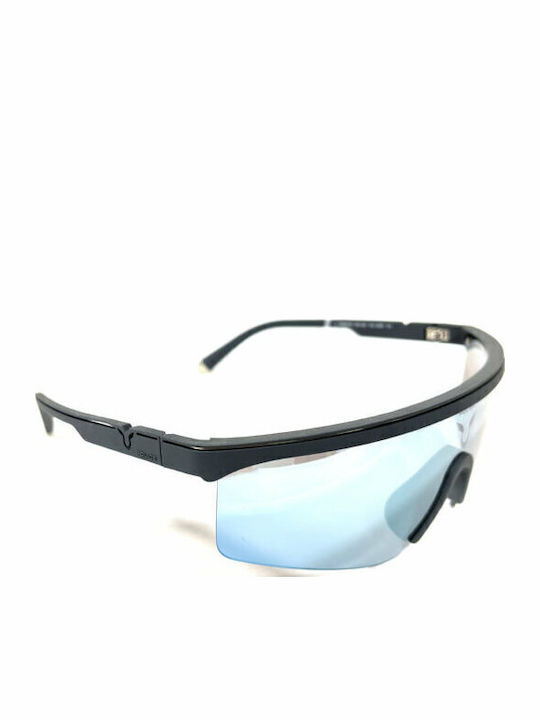 Police Lewis Hamilton Men's Sunglasses with Black Plastic Frame and Light Blue Lens SPLA28 9U5X