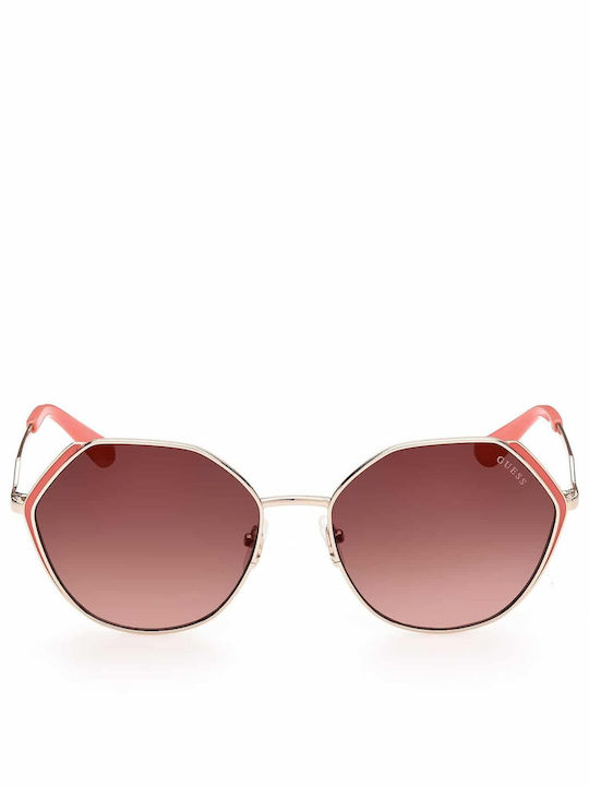 Guess Women's Sunglasses with Gold Metal Frame and Burgundy Gradient Lens GU7842 32F