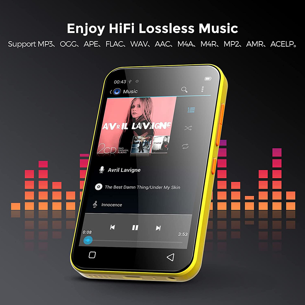 TIMMKOO Q3E MP3 Player (8GB) με Οθόνη Αφής 4" Κίτρινο Skroutz.gr