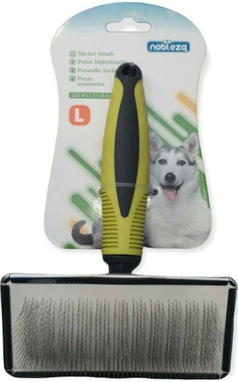 Nobleza Slicker Brush Large for Misc Hair Lengths for Coat Grooming Green