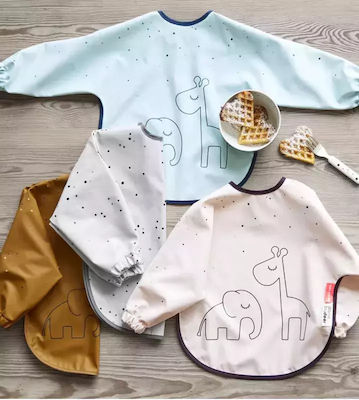 Done by Deer Dreamy Dots Waterproof Plastic Baby Coverall Bib with Hoop & Loop Fastener with Sleeves for 6 m+