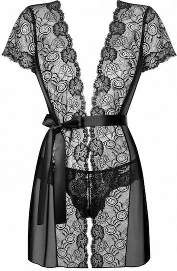 Obsessive Alluria Peignoir Sexy Σετ με Ρόμπα Black