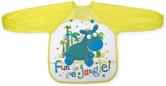 Interbaby Αδιάβροχη Ποδιά Πλαστική με Αυτοκόλλητο Fun in the Jungle! με Μανίκια