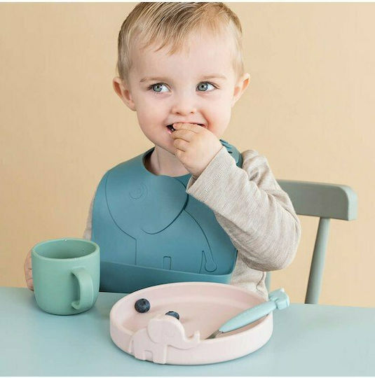Done by Deer Elphee Pastel Waterproof Bib Silicone with Button & Pocket Blue 2pcs