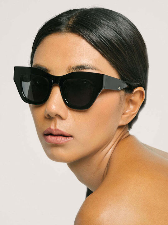 Oscar & Frank Haarlem Damen Sonnenbrille mit Schwarz Kunststoff Gestell und Schwarz Linse 016MB