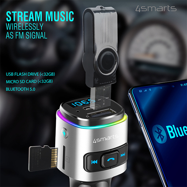 Chageur allume-cigare 4smarts Media&Assist emetteur Bluetooth