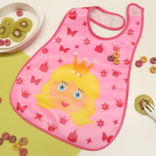 Kiokids Princess Wasserdicht Lätzchen Stoff mit Bügelverschluss und Schlaufe Rosa