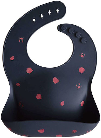 Mushie Shells Smoke Waterproof Silicone Baby Bib with Button with Pocket