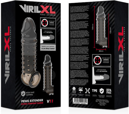 Dream Love VirilXL Penis Extender Extra Comfort Sleeve V11 Black Penis Extension 13.5cm