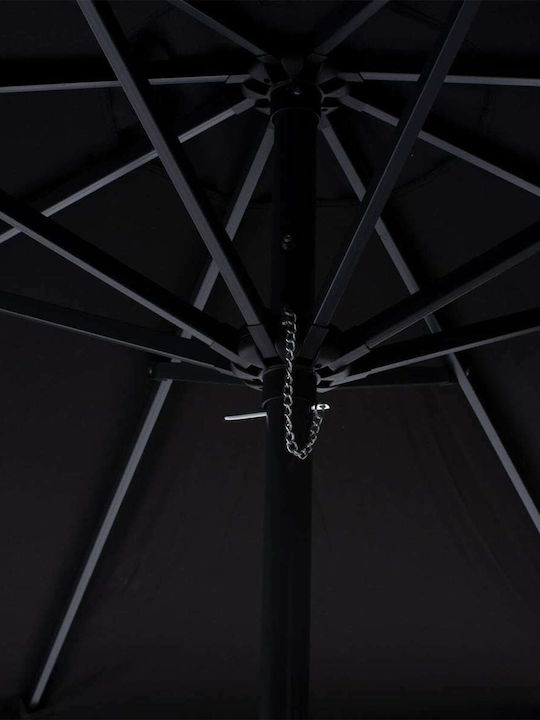 Professional Circular Garden Parasol with Metal Frame in Black F2.35m