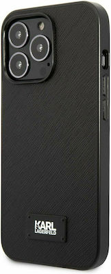 Karl Lagerfeld Saffiano Plaque Synthetic Leather Back Cover Black (iPhone 13 Pro)