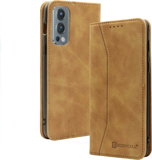 Bodycell PU Leather Wallet Piele artificială Maro (OnePlus Nord 2)
