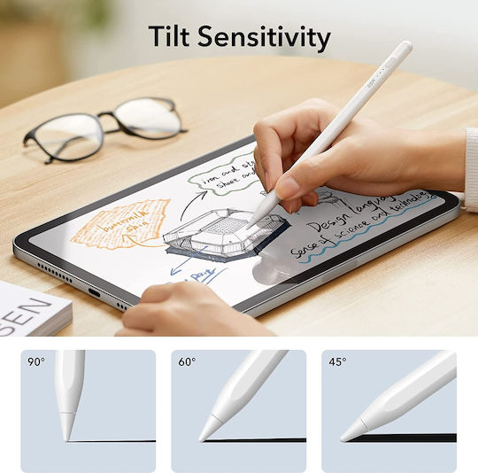 ESR Digital+ Magnetic Stylus Pen Digital with Palm Rejection for iPad iOS 12.2+ in White color