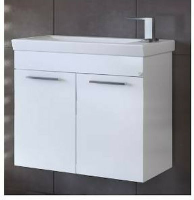 Drop Status 60 Bench with sink Glossy Lacquer L60xW31xH50cm White