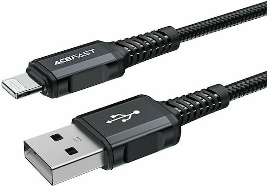 Acefast C4-02 Плетена USB-A към Lightning кабел Черен 1.8м