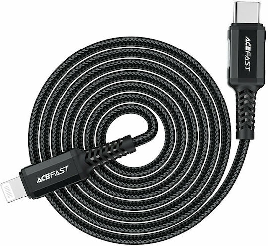 Acefast C4-01 Плетена USB-C към Lightning кабел 30W Черен 1.8м