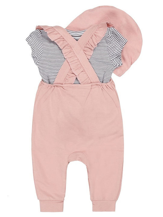 Set aus 3 Teilen Jumpsuit-Bluse Kurzarm-Bluse-Hoodie Rosa Mädchen Dirkje V42200-31