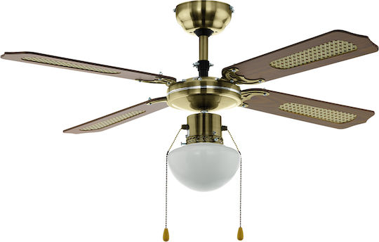 Eurolamp Ventilator De Tavan 130cm Cu Lentile De Mărire Maro / Auriu