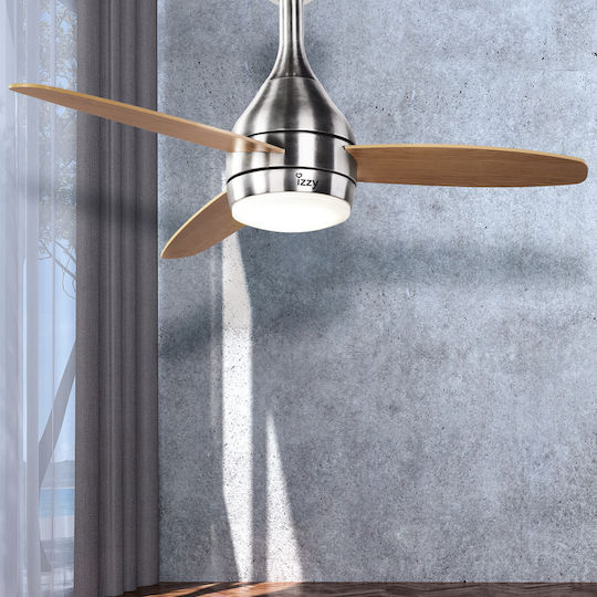 Izzy IZ-9027 Ανεμιστήρας Οροφής 132cm με Φως Καφέ / Ασημί