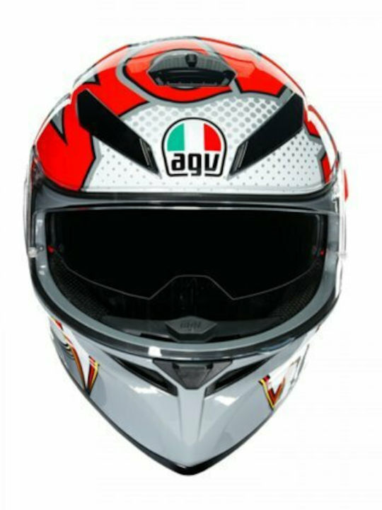 AGV K-3 SV Multi - Bubble Grey/White/Red Motorcycle Helmet Full Face ECE 22.05 1490gr with Sunvisor