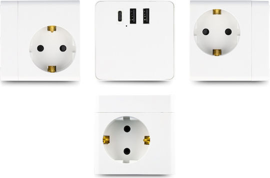 DeLock PowerCube Aσφαλείας 3 Θέσεων με 2 USB-A, 1 USB-C και Καλώδιο 1.5m